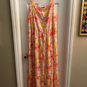 NWT 22 Lane Bryant Floral Maxi Dress in Orange and Yellow